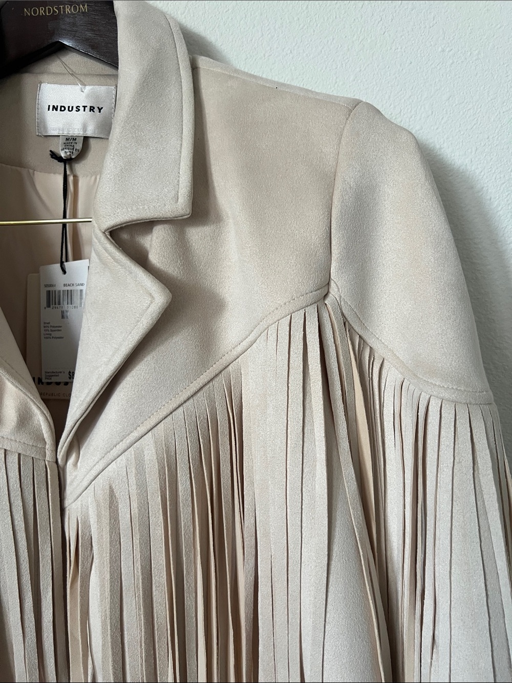 INDUSTRY Beige Fringe Faux Suede Cropped Jacket - Picture 9 of 11